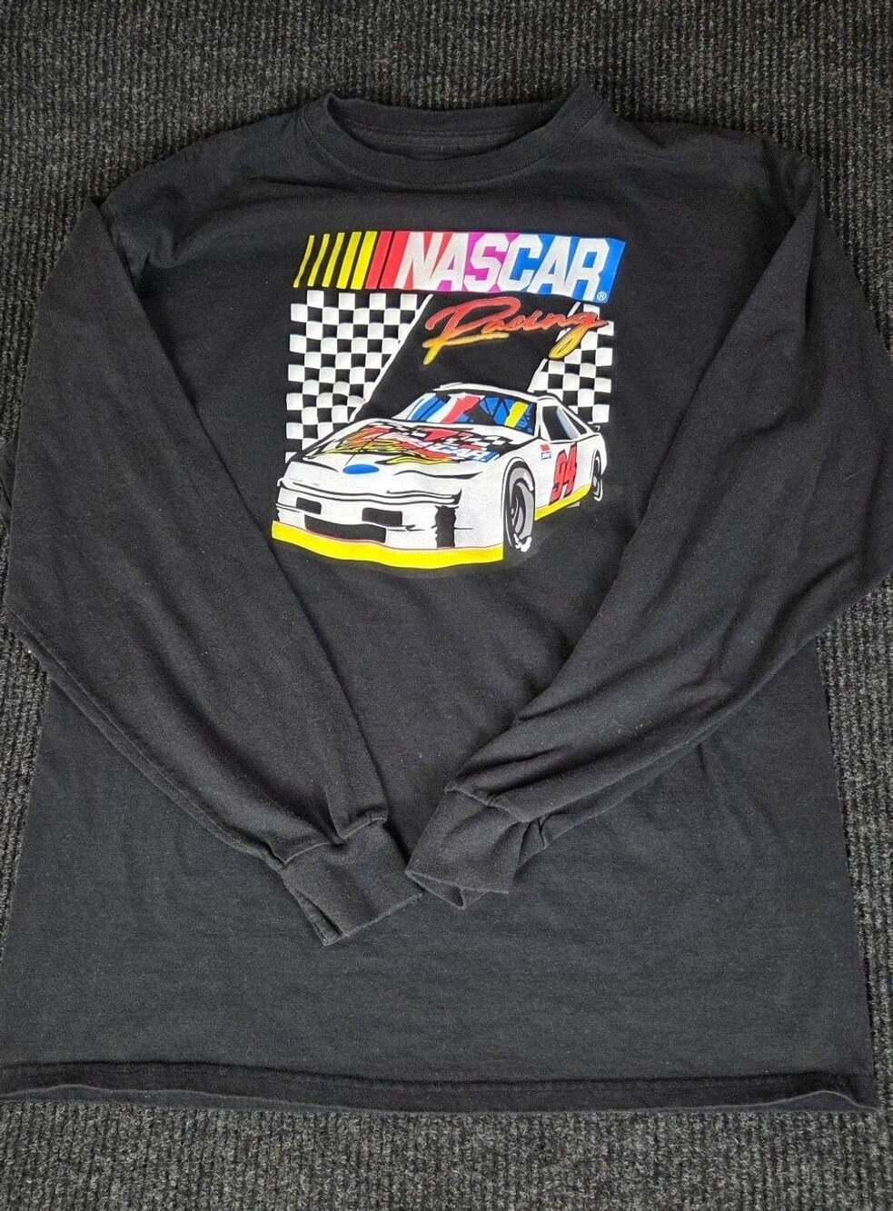 NASCAR Racing Long Sleeve T-Shirt Size L Black Car Graphic 94